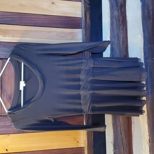 Meadow Rue Anthropologie Mesh Tulle Ballet Peplum Dark Charcoal Gray 3/4 sleeve